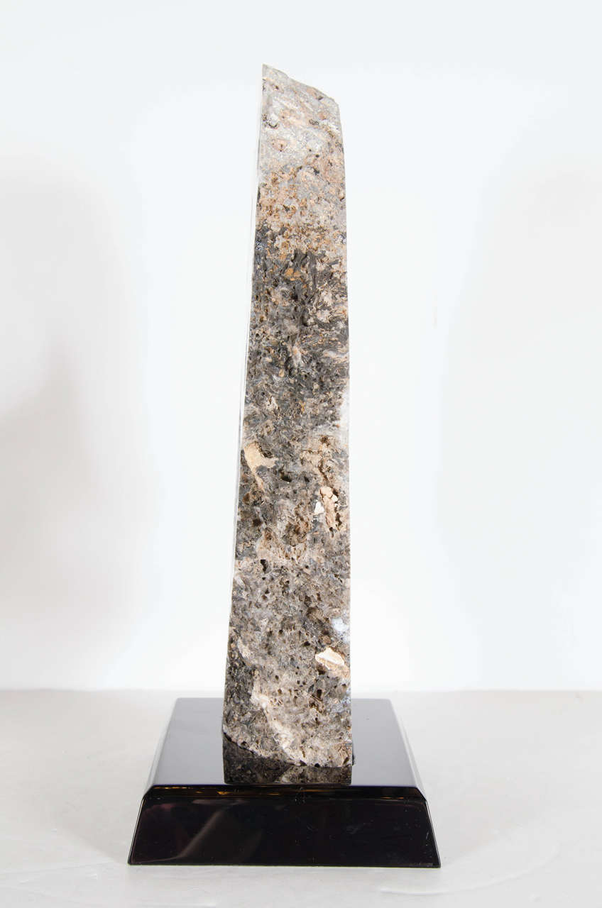 20th Century Phenomenal Organic Stone Geode Crystal Specimen on Ebonized walnut Stand
