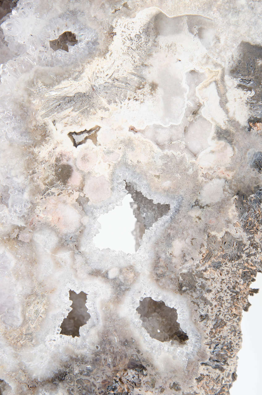 Phenomenal Organic Stone Geode Crystal Specimen on Ebonized walnut Stand 2