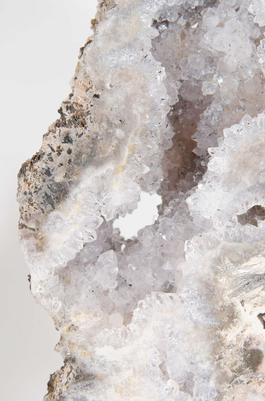 Phenomenal Organic Stone Geode Crystal Specimen on Ebonized walnut Stand 3