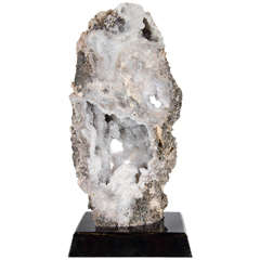 Phenomenal Organic Stone Geode Crystal Specimen on Ebonized walnut Stand