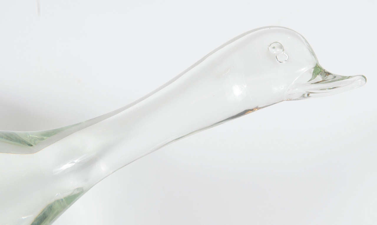 Superb Mid-Century Modernist Handblown Glass Canadian Goose By Licio Zanetti In Excellent Condition In New York, NY