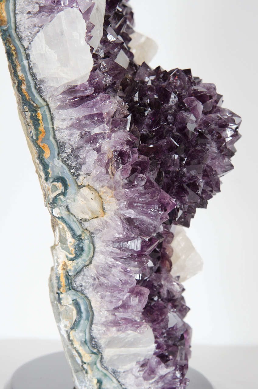 20th Century Impressive and Vibrant Amethyst/White Quartz Crystal Rock Specimen