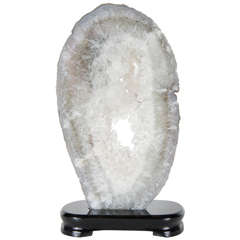 Gorgeous Sliced Organic Geode Specimen with Crystalline Center in Hues of Grey