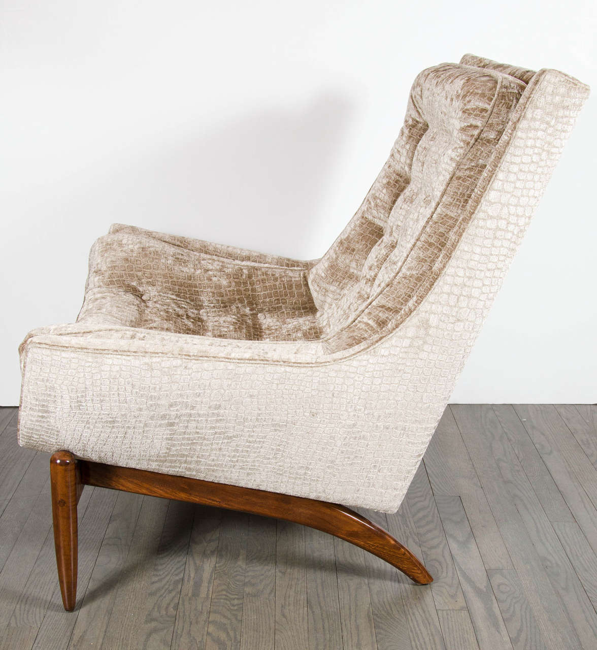 Mid-Century Modernist Floating Design Lounge Chair in Smoked Tobacco Crocodile 1