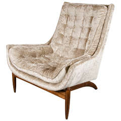 Mid-Century Modernist Floating Design Lounge Chair in Smoked Tobacco Crocodile