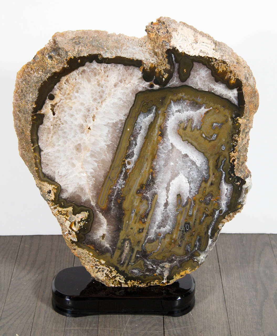 Impressive and Organic Sliced Rock Geode Specimen in Shades of Tobacco and Umber 1