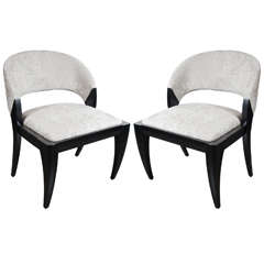 Pair of Mid-Century Modernist Klismos Form Occasional Chairs by Brueton
