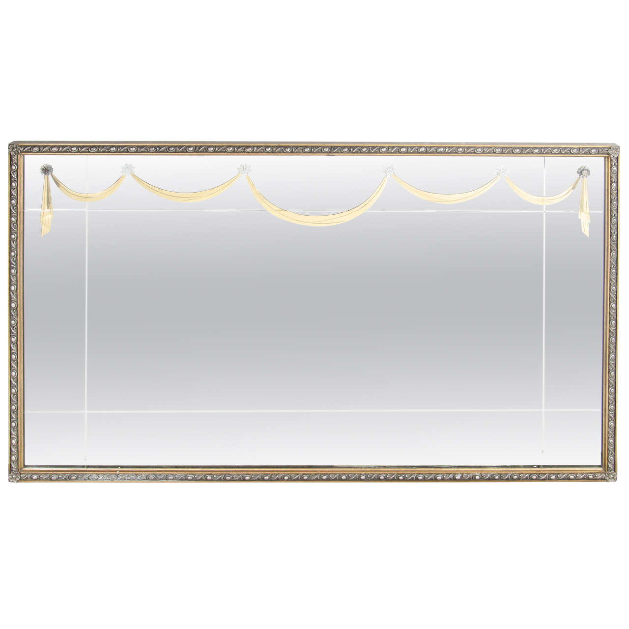 Miroir doré avec motifs néoclassiques et appliques en lucite des années 1940 par Grosfeld House