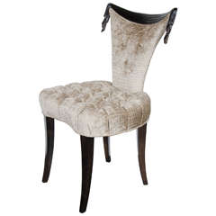 1940s Hollywood Regency Draped Chair by Grosfeld House in Ebonized Walnut 11