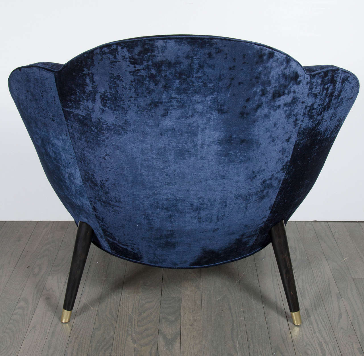 Mid-20th Century Mid-Century Modernist 'Flower' Chair in Sapphire Blue Velvet Upholstery