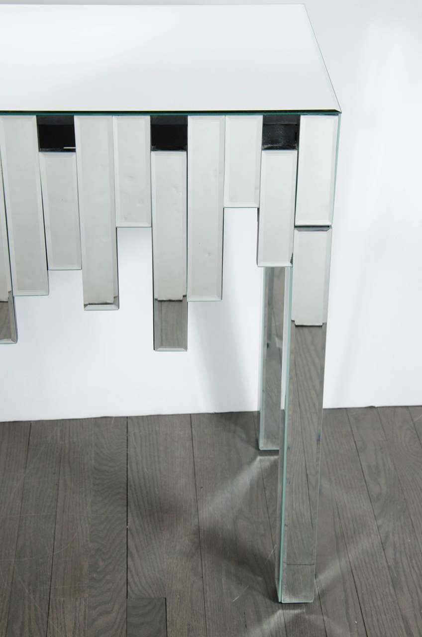 American Mid-Century Modernist Mirrored Skyscraper Style Console Table