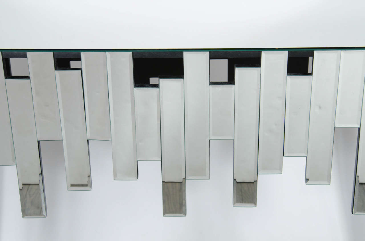 Mid-Century Modernist Mirrored Skyscraper Style Console Table 1