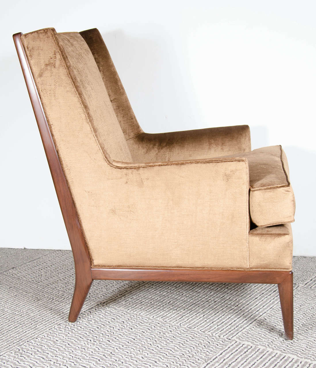 Mid-Century Modernist Chair and Ottoman in the Manner of Dunbar 2