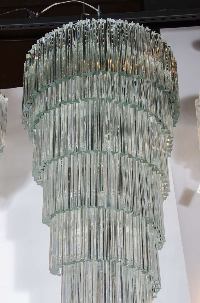 Late 20th Century Important and Monumental Mid-Century Modernist Spiral Camer Crystal Chandelier