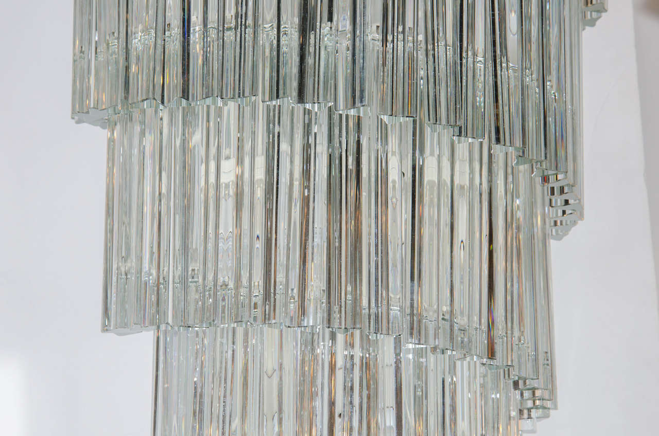 Important and Monumental Mid-Century Modernist Spiral Camer Crystal Chandelier 1