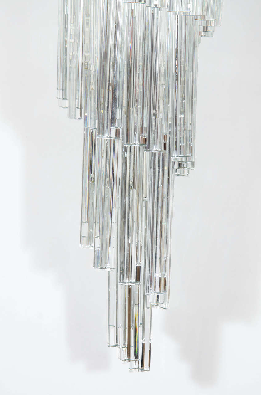 Important and Monumental Mid-Century Modernist Spiral Camer Crystal Chandelier 2