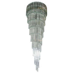 Important and Monumental Mid-Century Modernist Spiral Camer Crystal Chandelier