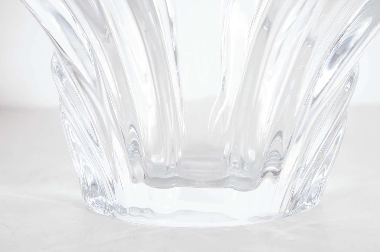MidCentury Modern Fluted Crystal Vase by Art Vannes at 1stDibs