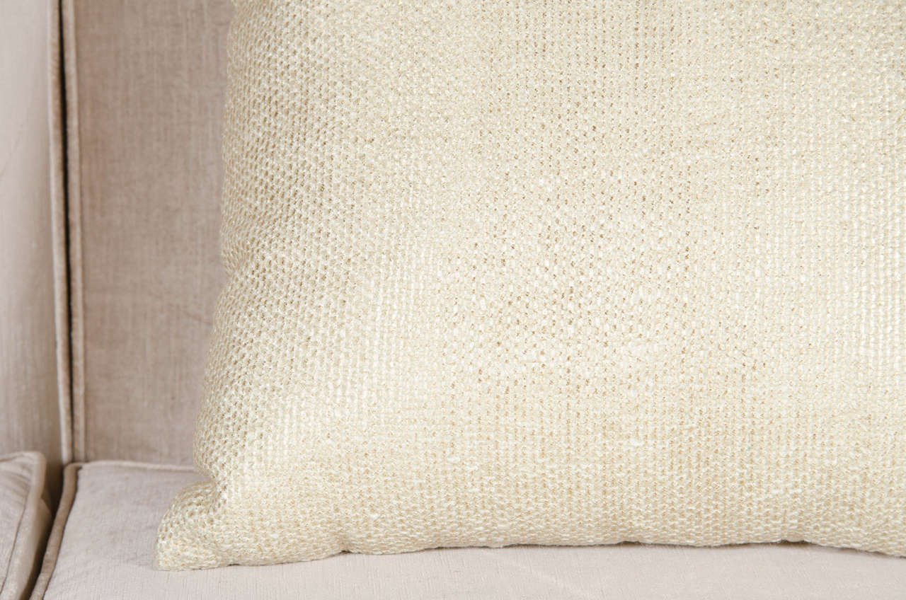 Custom Textured Woven Ivory Gold Pillows at 1stdibs