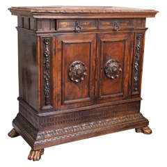 Antique Italian Walnut Cabinet Credenza