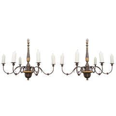 Pait of Italian Six-Light Chandeliers