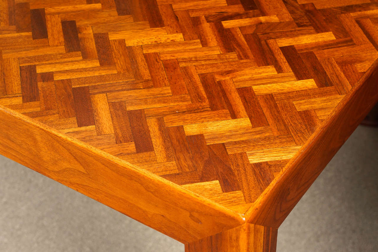 20th Century Inlay Chevron Table