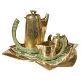Salvador Teran coffee / tea service in brass, mosaic