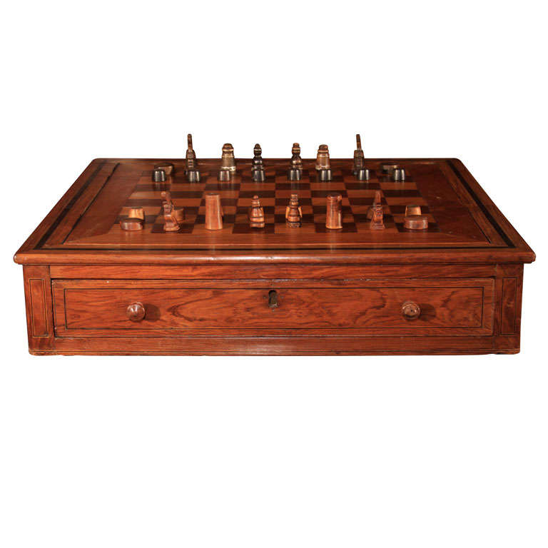 Large Philippine Moro Chess Set & Game Box For Sale