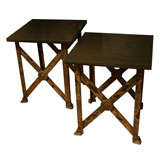 Pair of Distressed Iron Side Tables