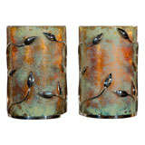 Pair of Large Chome and Glass Sconces