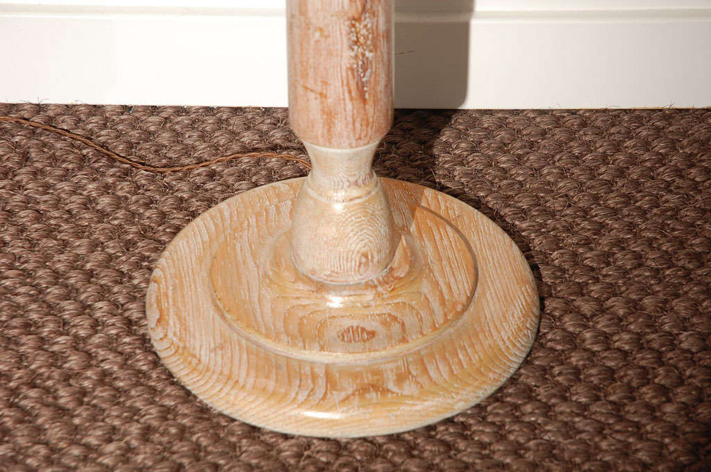 American Pair of Custom Cerused Oak Floor Lamps with Custom Linen Shades