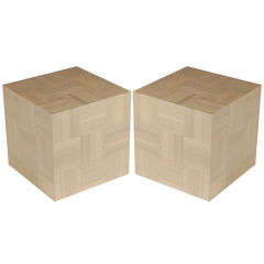 Pair of Bleached Wood Tile Cubes