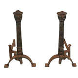 Vintage Hand Forged Iron Andirons.