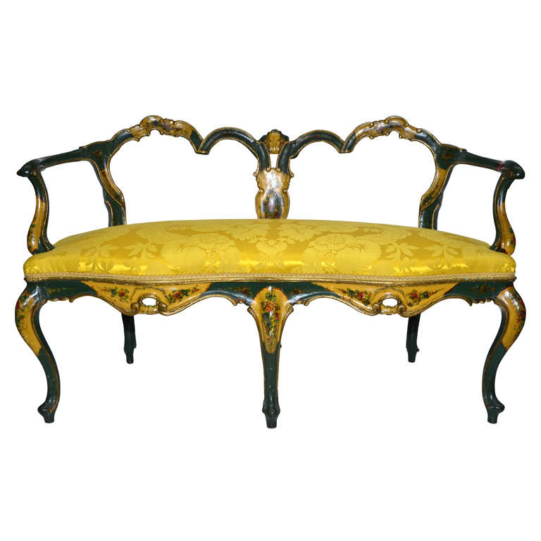 Gorgeous  painted Venitian  settee . For Sale
