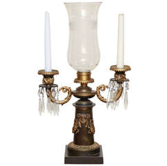 A Pair Of Three-Light English Bronze Regency-Style Candlesticks