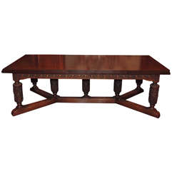 Antique English Oak Trestle Table circa 1880
