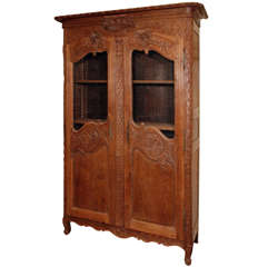 Antique French Provincial Oak Double Door Armoire circa 1800