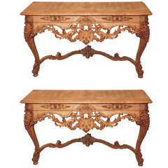 Pair Renaissance Neo-Classic Bois Naturel Consoles