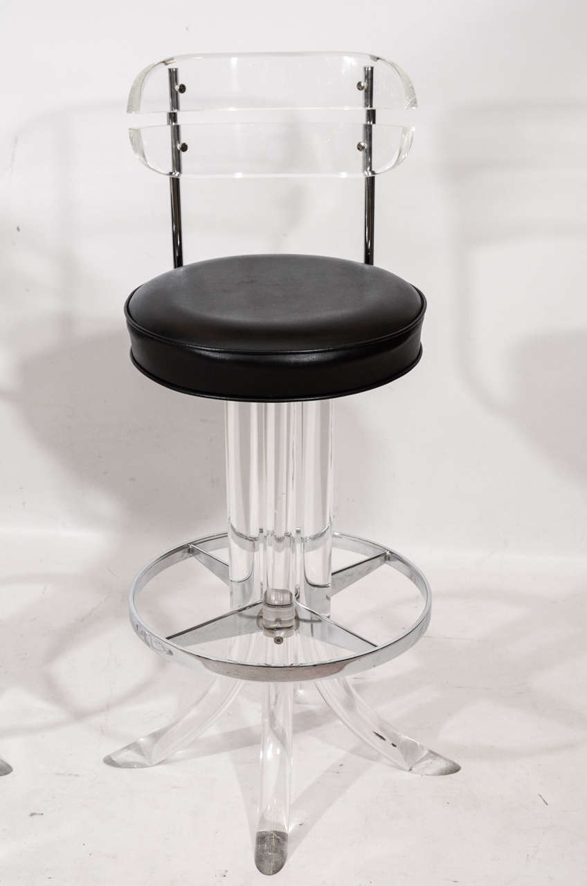 Pair of Lucite Bar Stools at 1stdibs