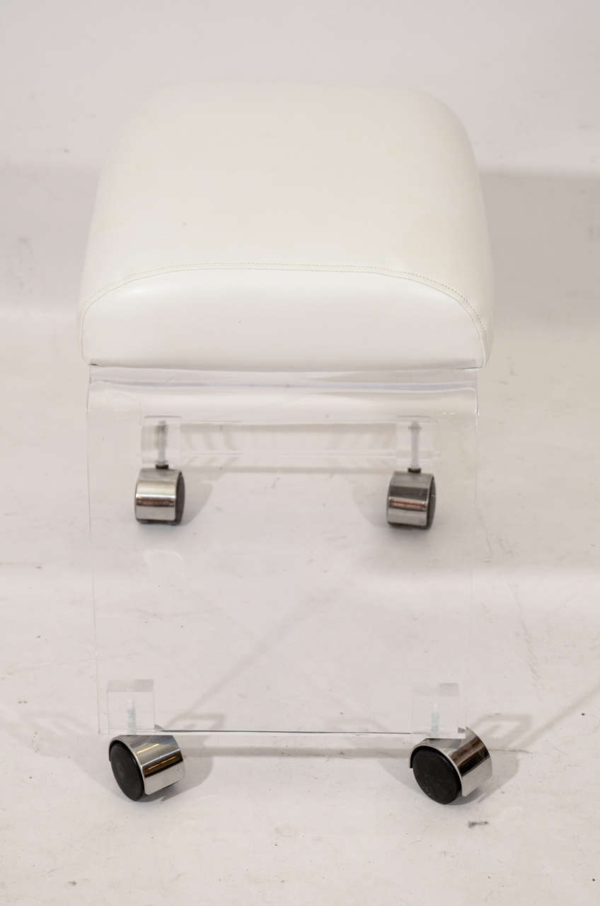 Lucite and Leather Vanity Bench at 1stDibs