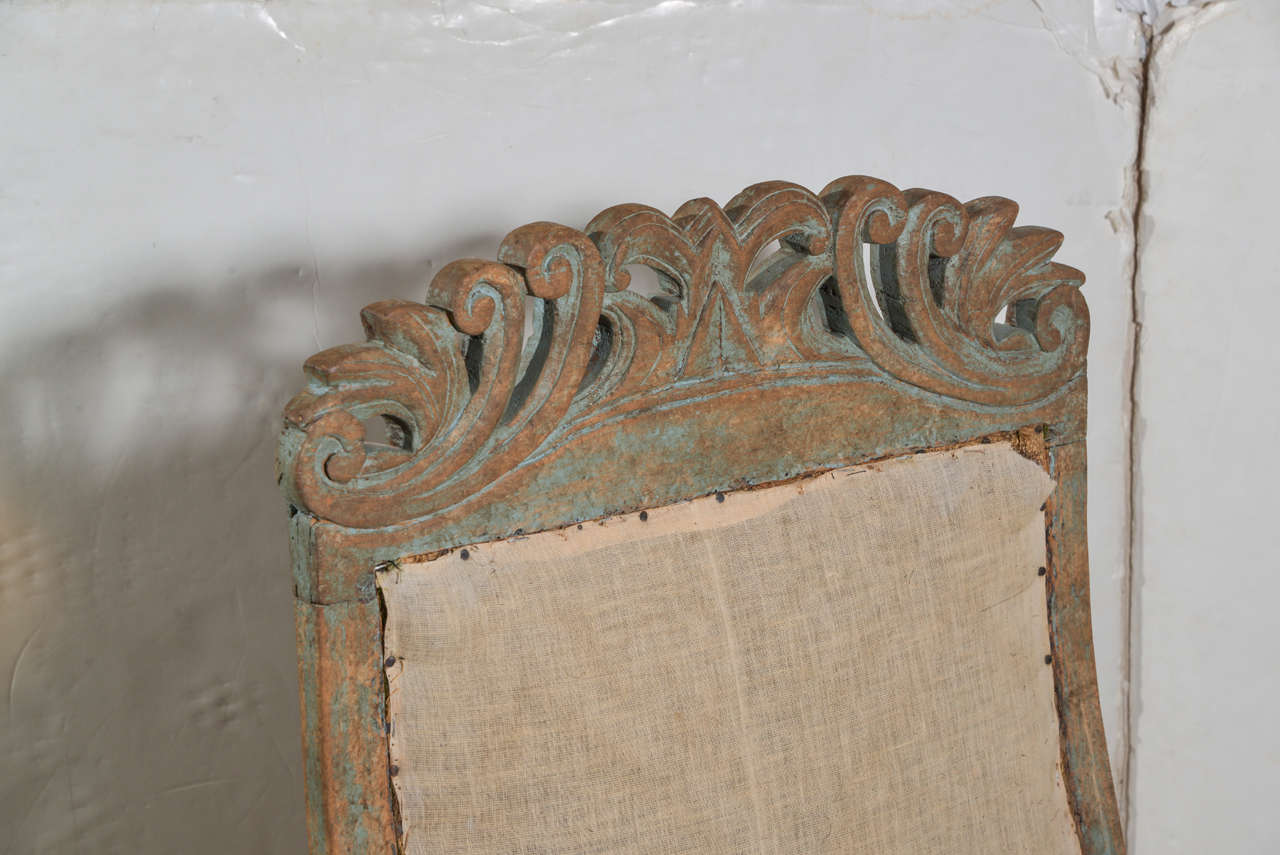 18th Century and Earlier Swedish Baroque Chair in Original Paint 