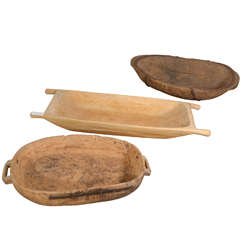 Antique Primitive Swedish Wooden Dough Bowls