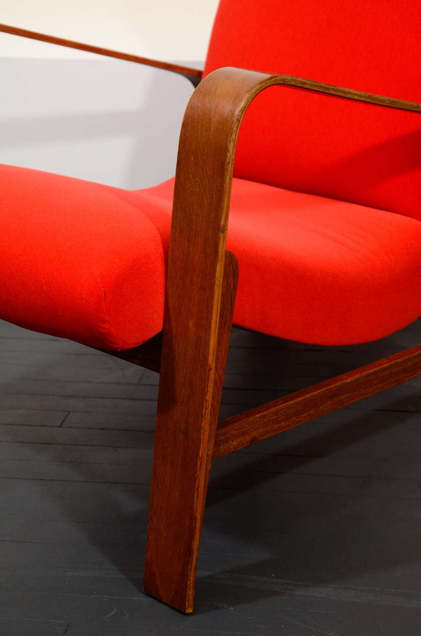 red arm chair