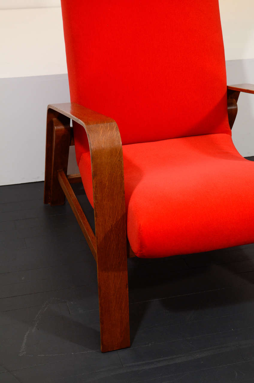 French Red Armchair by Renou and Genisset