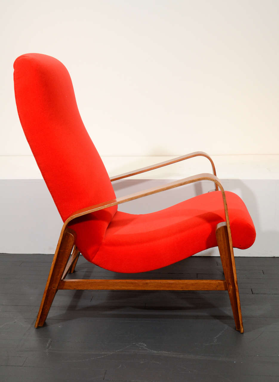 Red Armchair by Renou and Genisset In Excellent Condition In New York, NY