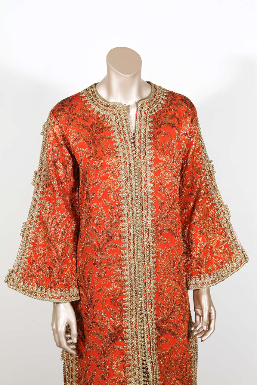 Bohemian Vintage Designer Moroccan Silk Brocade Hand-made Caftan, 1970's