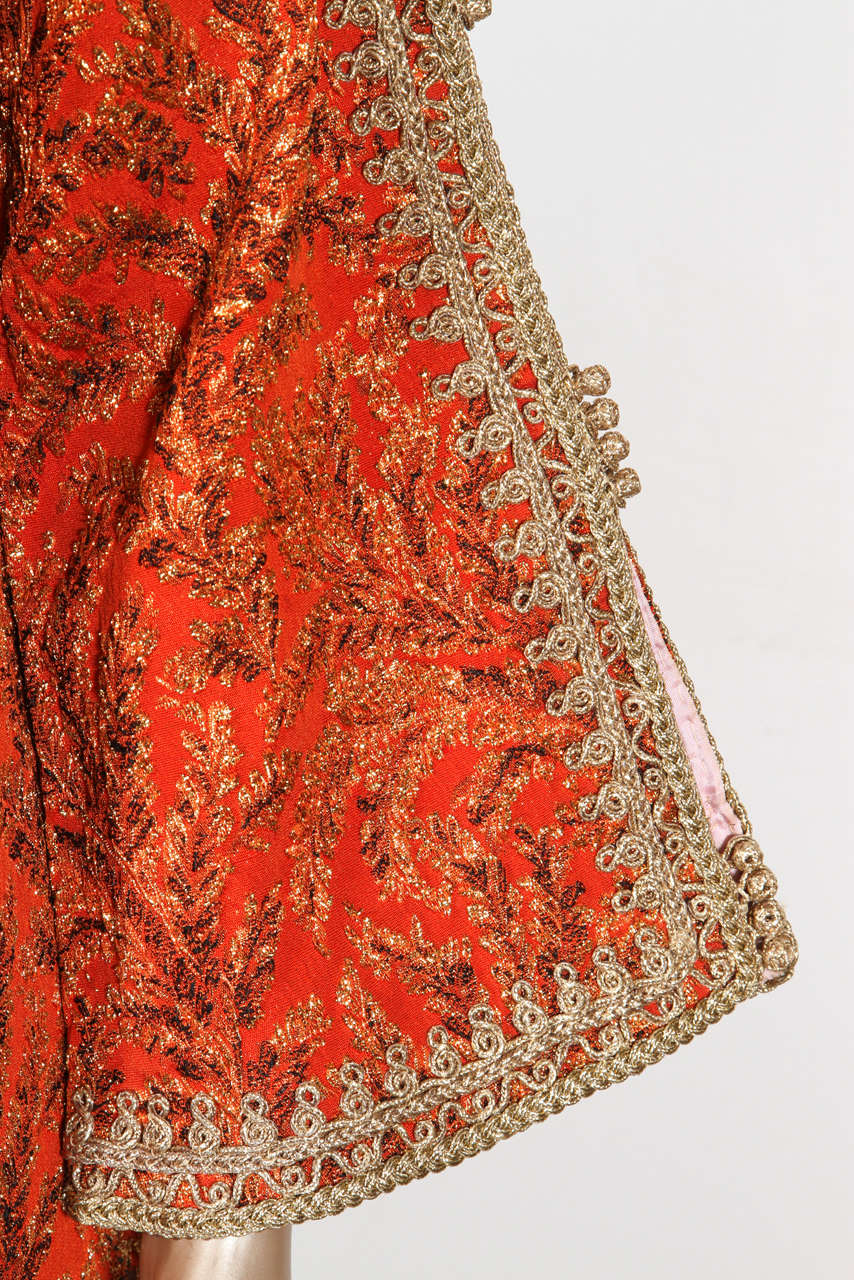 Vintage Designer Moroccan Silk Brocade Hand-made Caftan, 1970's In Excellent Condition In North Hollywood, CA