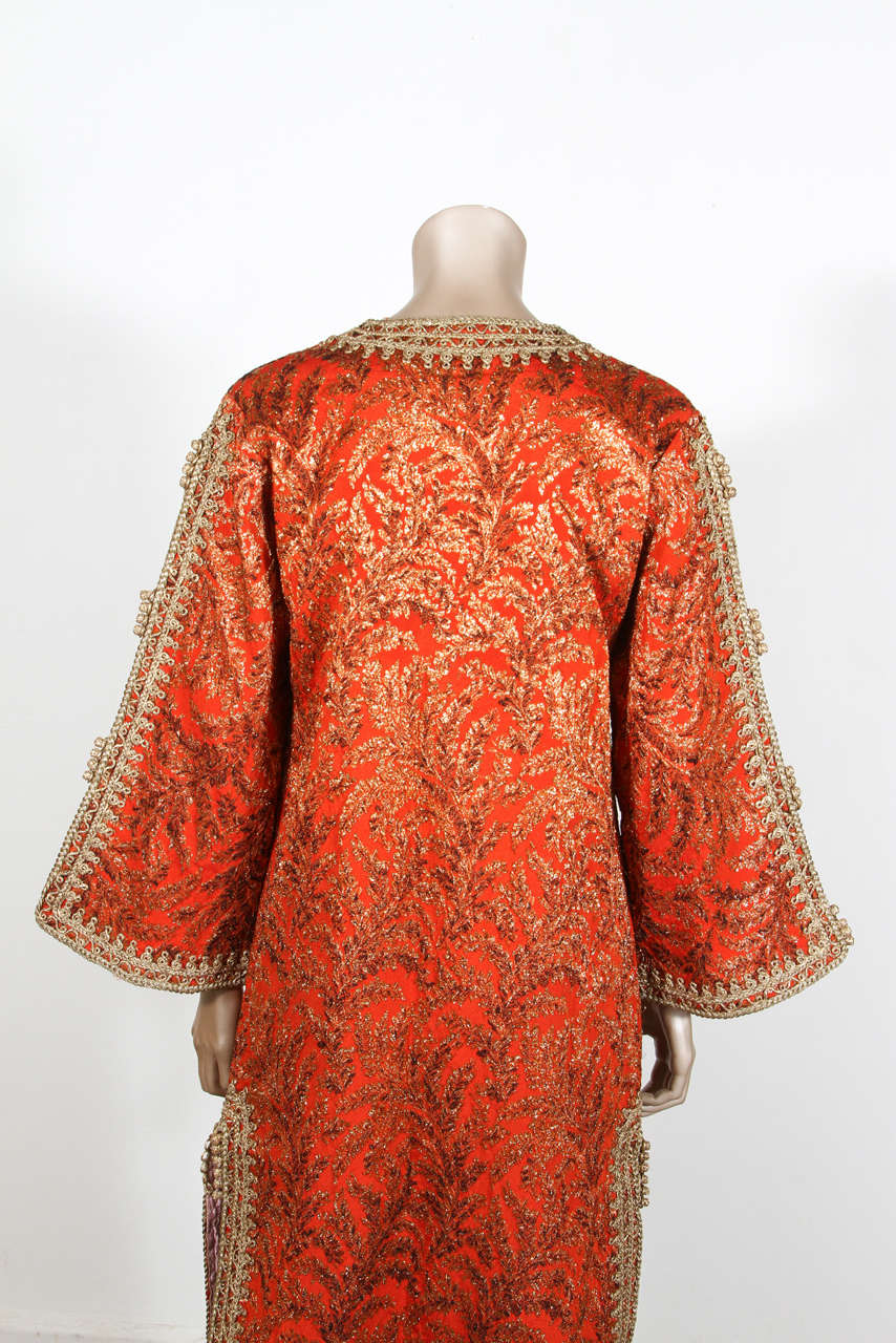 Vintage Designer Moroccan Silk Brocade Hand-made Caftan, 1970's 4