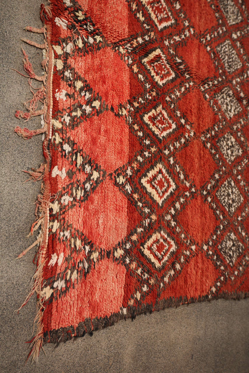 1960s Authentic Moroccan Red Tribal Rug North Africa In Fair Condition For Sale In North Hollywood, CA