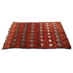 Vintage 1960s Authentic Moroccan Red Tribal Rug North Africa